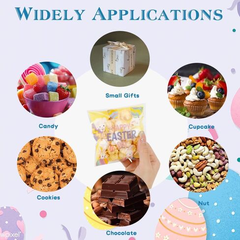 Valentines Treat Bags, 100 PCS Valentiens Cellophane Treat Bags, Valetines Candy Bags, Self Adhesive Plastic Valetine Gift Bags Cookie Bags Goodie Bags for Valentine's Day Holiday Party Favor Supplies in Kuwait