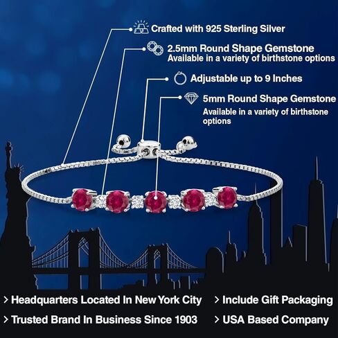 Gem Stone King 925 Sterling Silver Round Black Onyx and White Lab Grown Diamond Tennis Bracelet For Women (2.64 Cttw, Gemstone Birthstone, Fully Adjustable Up to 9 Inch) in Saudi Arabia