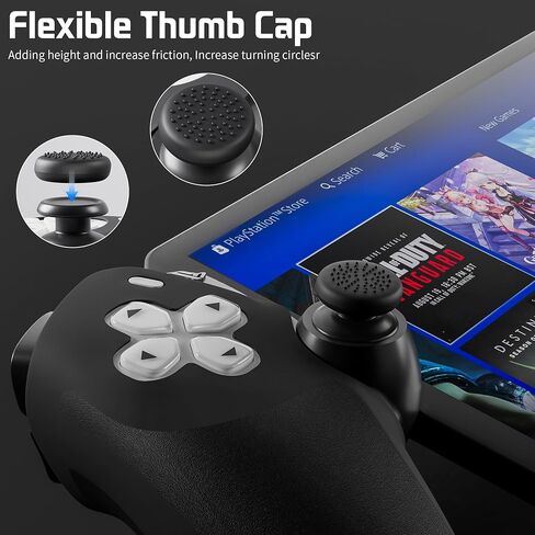 Silicone Non-Slip Grip Protective Case for PlayStation Portal, Soft Protection Skin Cover for PS Portal Remote Player, Anti Fingerprint Handle Shell for PS5 Portal, 4 Thumb Caps-White+Black in Saudi Arabia