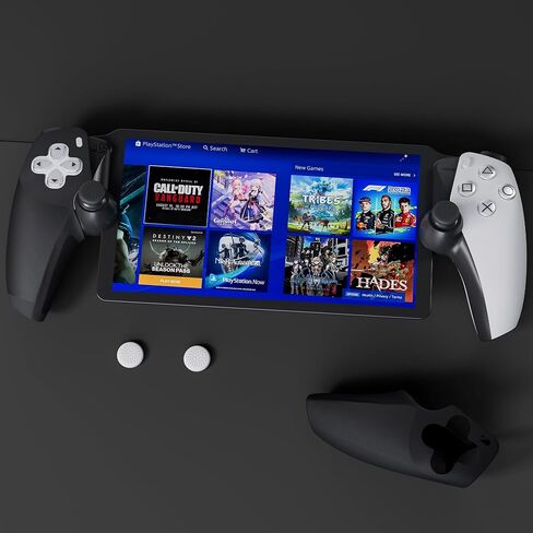 Silicone Non-Slip Grip Protective Case for PlayStation Portal, Soft Protection Skin Cover for PS Portal Remote Player, Anti Fingerprint Handle Shell for PS5 Portal, 4 Thumb Caps-White+Black in Saudi Arabia