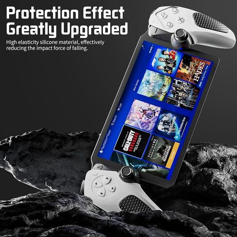 Silicone Non-Slip Grip Protective Case for PlayStation Portal, Soft Protection Skin Cover for PS Portal Remote Player, Anti Fingerprint Handle Shell for PS5 Portal, 4 Thumb Caps-White+Black in Kuwait