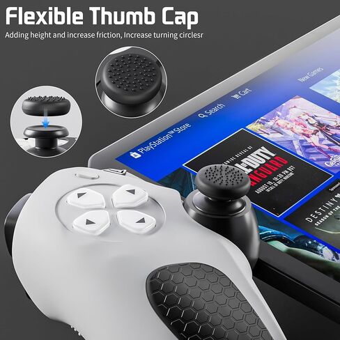 Silicone Non-Slip Grip Protective Case for PlayStation Portal, Soft Protection Skin Cover for PS Portal Remote Player, Anti Fingerprint Handle Shell for PS5 Portal, 4 Thumb Caps-White+Black in Kuwait