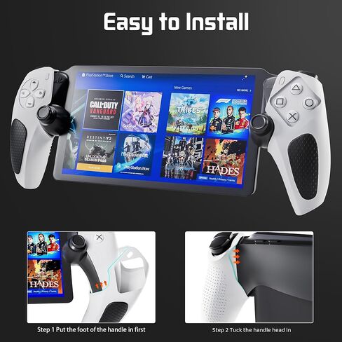 Silicone Non-Slip Grip Protective Case for PlayStation Portal, Soft Protection Skin Cover for PS Portal Remote Player, Anti Fingerprint Handle Shell for PS5 Portal, 4 Thumb Caps-White+Black in Kuwait