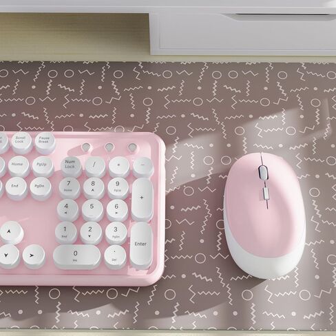 x UBOTIE Colorful Wireless Keyboard and Mouse Combo, Full-Sized Office Keyboard with Typewriter Flexible Keys, 2.4GHz Dropout-Free Connection, Optical Mouse for PC Laptop(Pink White) in Saudi Arabia