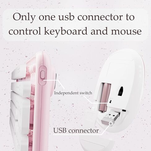 x UBOTIE Colorful Wireless Keyboard and Mouse Combo, Full-Sized Office Keyboard with Typewriter Flexible Keys, 2.4GHz Dropout-Free Connection, Optical Mouse for PC Laptop(Pink White) in Saudi Arabia
