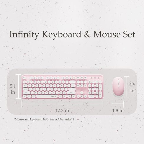 x UBOTIE Colorful Wireless Keyboard and Mouse Combo, Full-Sized Office Keyboard with Typewriter Flexible Keys, 2.4GHz Dropout-Free Connection, Optical Mouse for PC Laptop(Pink White) in Saudi Arabia