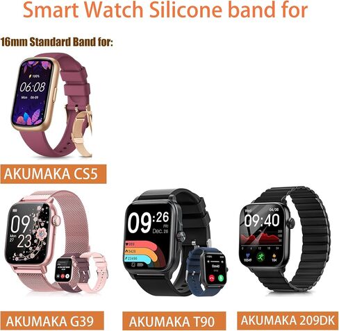 Compatible for AKUMAKA Smart Watch Bands, 16mm, 22mm Silicone Magnetic Buckle Sport Replacement Straps Compatible with AKUMAKA CS5 1.47 Inches Fitness Tracker, G39, T90, 209DK Smart Watch in Saudi Arabia