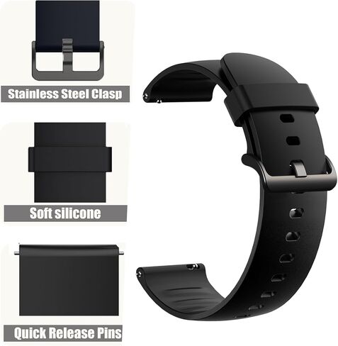 متوافق مع أشرطة Spade & Co Health Smartwatch 4 ، وأشرطة معصم النطاقات الناعمة البديلة للسيليكون مع مشبك الفولاذ المقاوم للصدأ متوافق مع WebS & Co Health Smartwatch 4 1.85 بوصة in Kuwait