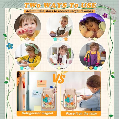 Magnetic Reward Jar, Star Reward Jar Set for Kids Potty Training Reward Jar System for Classroom, Magnetic Reward Jar for Classroom Board Behavior Management Home Reward Jar (White) in Saudi Arabia