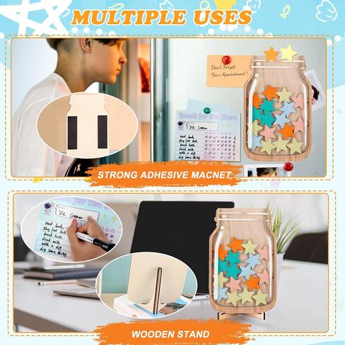 Magnetic Reward Jar, Star Reward Jar Set for Kids Potty Training Reward Jar System for Classroom, Magnetic Reward Jar for Classroom Board Behavior Management Home Reward Jar (White) in Saudi Arabia