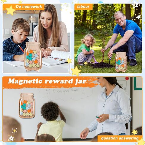 Magnetic Reward Jar, Star Reward Jar Set for Kids Potty Training Reward Jar System for Classroom, Magnetic Reward Jar for Classroom Board Behavior Management Home Reward Jar (White) in Saudi Arabia