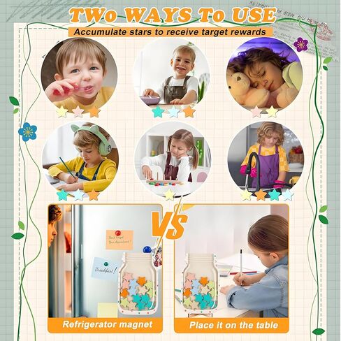 Magnetic Reward Jar, Star Reward Jar Set for Kids Potty Training Reward Jar System for Classroom, Magnetic Reward Jar for Classroom Board Behavior Management Home Reward Jar (White) in Saudi Arabia