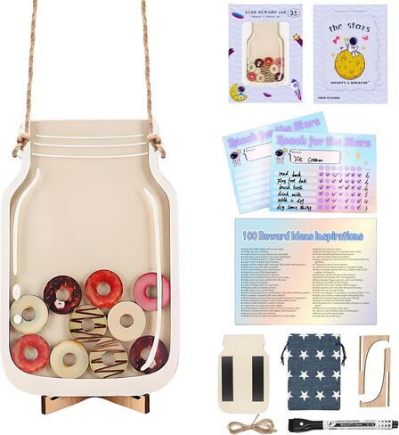 Magnetic Reward Jar, Star Reward Jar Set for Kids Potty Training Reward Jar System for Classroom, Magnetic Reward Jar for Classroom Board Behavior Management Home Reward Jar (White) in Saudi Arabia