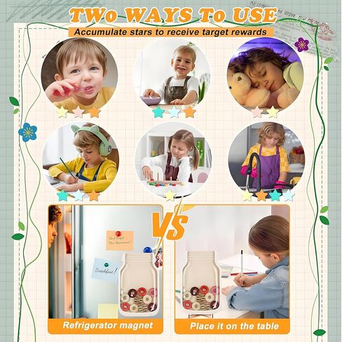 Magnetic Reward Jar, Star Reward Jar Set for Kids Potty Training Reward Jar System for Classroom, Magnetic Reward Jar for Classroom Board Behavior Management Home Reward Jar (White) in Saudi Arabia
