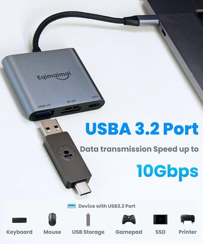 USB C إلى محول HDMI ، 4K@30 HDMI إلى USB C ، USBC إلى محول HDMI مع USB 3.0 ، شحن 100 واط PD ، محور متعدد المتوافق مع MacBook Pro و iPad Air و iPhone و Lap و TV و Switch والمزيد in Kuwait