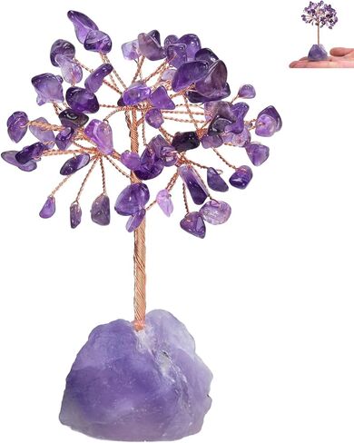 Amethyst Crystal Tree, Healing Stones, Reiki Natural Crystals, Copper Wire Tree, Spiritual Meditation Energy Decor, Gift for Women, Men (Amethyst Tree, Number of Branches 9 Branches) in Saudi Arabia