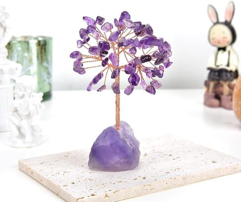 Amethyst Crystal Tree, Healing Stones, Reiki Natural Crystals, Copper Wire Tree, Spiritual Meditation Energy Decor, Gift for Women, Men (Amethyst Tree, Number of Branches 9 Branches) in Saudi Arabia