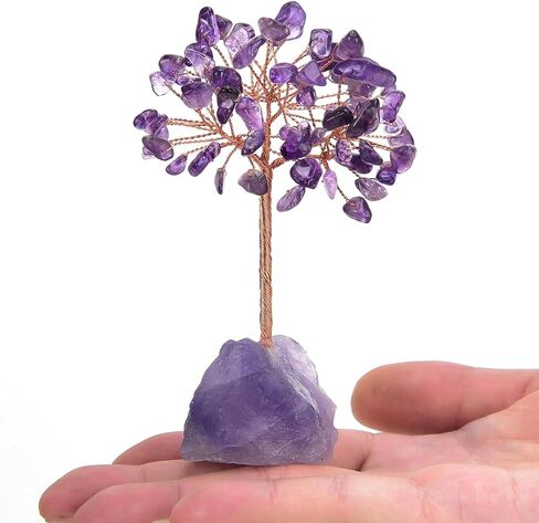 Amethyst Crystal Tree, Healing Stones, Reiki Natural Crystals, Copper Wire Tree, Spiritual Meditation Energy Decor, Gift for Women, Men (Amethyst Tree, Number of Branches 9 Branches) in Saudi Arabia