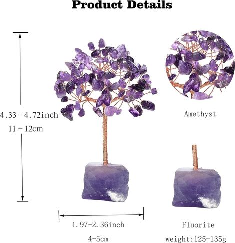 Amethyst Crystal Tree, Healing Stones, Reiki Natural Crystals, Copper Wire Tree, Spiritual Meditation Energy Decor, Gift for Women, Men (Amethyst Tree, Number of Branches 9 Branches) in Saudi Arabia