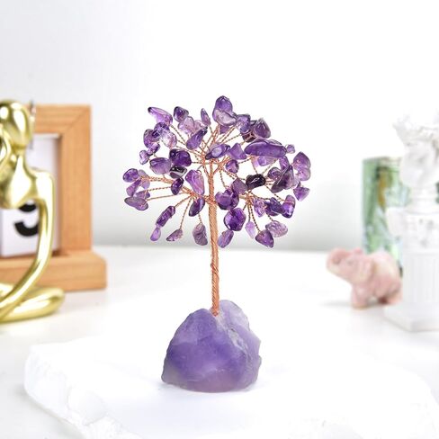 Amethyst Crystal Tree, Healing Stones, Reiki Natural Crystals, Copper Wire Tree, Spiritual Meditation Energy Decor, Gift for Women, Men (Amethyst Tree, Number of Branches 9 Branches) in Saudi Arabia
