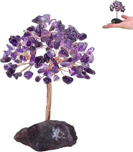 Amethyst Crystal Tree, Healing Stones, Reiki Natural Crystals, Copper Wire Tree, Spiritual Meditation Energy Decor, Gift for Women, Men (Amethyst Tree, Number of Branches 9 Branches) in Saudi Arabia
