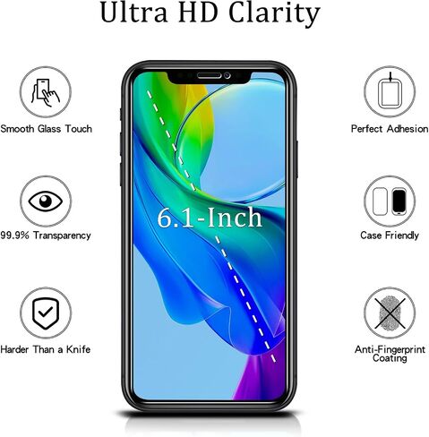 MAYtobe [2-Pack Privacy Screen Protector Designed for iPhone 11 and iPhone XR Anti-Blue Light Tempered Glass, Purple Anti-Spy, Eye Protection, Colorful Gradient in Kuwait