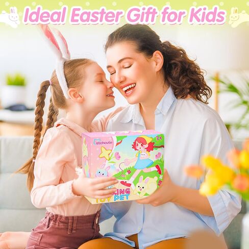 Plush Bunny Easter Toys for Kids,Interactive Bunny with Sounds,Can Walk and Wag Tail with Remote Control Leash,Easter Eggs with Ring,Bracelet,Hairpin,Easter Birthday Gift for Toddlers in Saudi Arabia