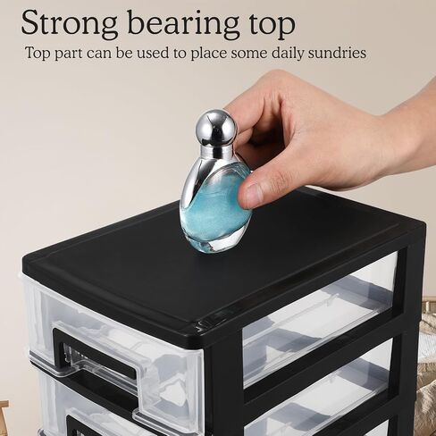 Plastic Drawer Storage, STOBAZA 5-Drawer Storage Unit, Desktop and Countertop Storage Organizer System for Home, Office Bathroom or Dorm, White/Clear in Saudi Arabia