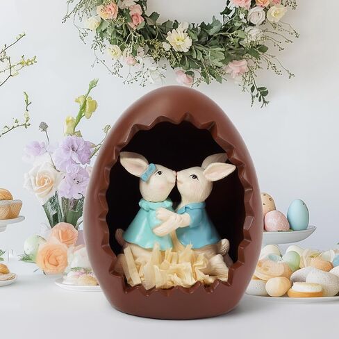 Homemory Bunny Decor Rabbits in an Easter Chocolate Egg, Easter Statue Figurines for Spring Tabletop Decor Decorations Indoor (Standing) in Saudi Arabia