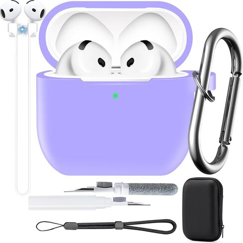 Clear Case for AirPods 4th Generation Cover with Magnetic Anti-Lost Cord, Cleaner Kit, Adjustable Wrist Strap and Keychain, Carry Box-Soft TPU for Airpods 4 Case Protective Shockproof Accessories in Saudi Arabia