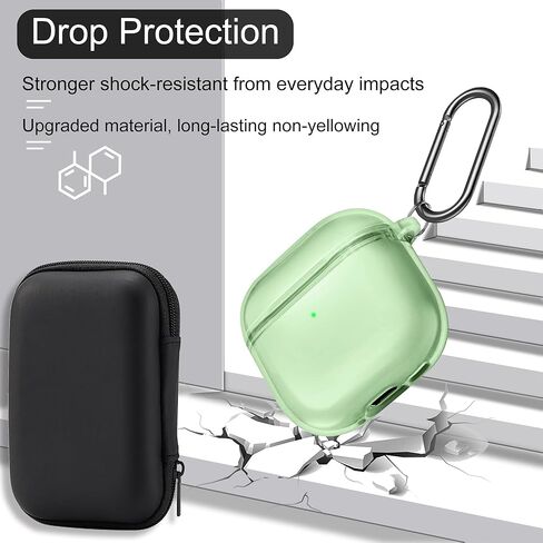 حافظة شفافة لغطاء الجيل الرابع من AirPods مع سلك مغناطيسي مضاد للفقد، طقم تنظيف، حزام معصم قابل للتعديل وسلسلة مفاتيح، صندوق حمل مصنوع من مادة TPU الناعمة لأجهزة Airpods 4 ملحقات واقية مضادة للصدمات in Kuwait