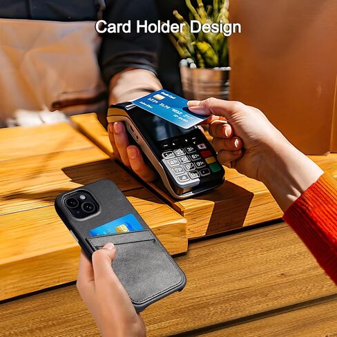 Luckycoin Genuine Weather Wallet Phone Case for iPhone 14 Plus ، محفظة الهاتف مع حامل بطاقة ائتمان 2 ، متوافق مع iPhone 14 Plus ، زر الواقي المعدني الواقي تان in Kuwait