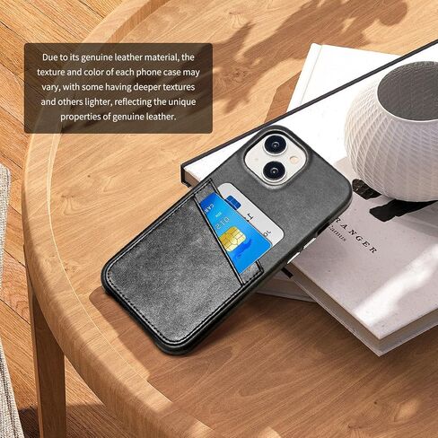 Luckycoin Genuine Weather Wallet Phone Case for iPhone 14 Plus ، محفظة الهاتف مع حامل بطاقة ائتمان 2 ، متوافق مع iPhone 14 Plus ، زر الواقي المعدني الواقي تان in Kuwait