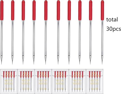 Bequilter 30Pcs Universal Sewing Machine Needles 6 Pack Regular Point Flat Shank Needle Compatible with Singer, Brother Home Sewing Machines HAX1 65/9, 75/11, 90/14, 100/16, 110/18,120/20 (120/20) in Saudi Arabia