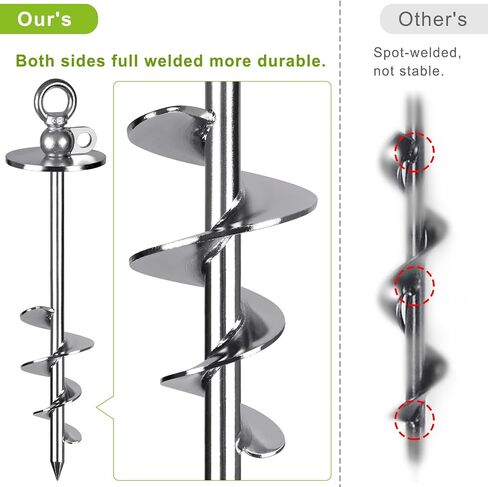 15 Inch Dog Tie Out Stake, Heavy Duty Dog Anchor for Dogs up to 220lbs, No Tangle, Easy to Install and Remove, Ideal for Yard, Camping, and Beach, 1 Pack (Silver) in Saudi Arabia