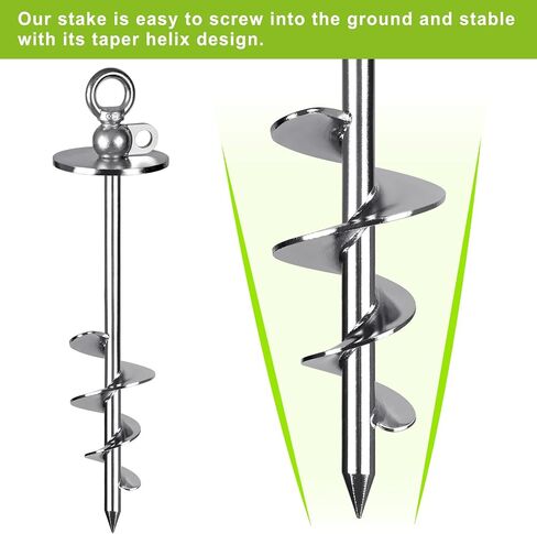 15 Inch Dog Tie Out Stake, Heavy Duty Dog Anchor for Dogs up to 220lbs, No Tangle, Easy to Install and Remove, Ideal for Yard, Camping, and Beach, 1 Pack (Silver) in Saudi Arabia