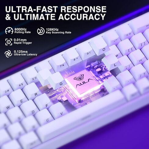 AULA Hero 68 HE 60% Gaming Keyboard Wired, Hall Effect Magnetic Switch Keyboard with Adjustable Actuation, Fast Trigger Mode, 8K Hz Polling Rate, 0.125ms Latency,Side Printed PBT Keycaps, RGB Backlit in Kuwait
