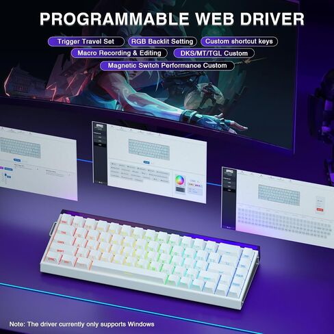 AULA Hero 68 HE 60% Gaming Keyboard Wired, Hall Effect Magnetic Switch Keyboard with Adjustable Actuation, Fast Trigger Mode, 8K Hz Polling Rate, 0.125ms Latency,Side Printed PBT Keycaps, RGB Backlit in Kuwait
