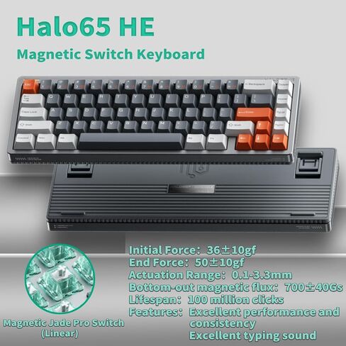 nuphy Halo65 HE Rapid Trigger Gaming Keyboard, 65 Percent 67keys Wired Magnetic Switches Keyboard, Hall Effect keybaord, Hyper-Fast Adjustable Actuation, RGB Hot-swappable, 8K Hz Polling Rate in Kuwait