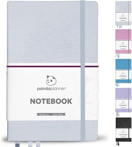 Panda Planner Wide-Ruled Notebook for School - 5.75" x 8.25" Wide Ruled Paper - 240 Sheets,100 GSM Thick Paper - A5 Hardcover Faux Leather Notebook for To Do List, School, Home (Black) in Saudi Arabia