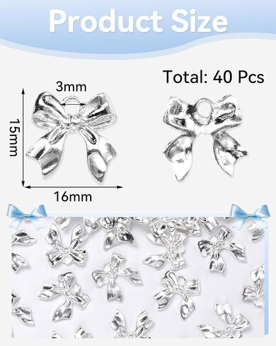 40 Pcs Gold Bow Jewelry Making Charms, Alloy Bowknot Pendant Charms, Luxury Meatal Bow Tie Charms for Women Earrings Necklace Bracelets DIY Crafts in Saudi Arabia