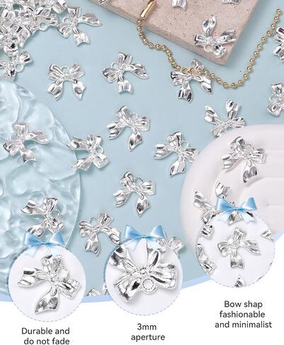 40 Pcs Gold Bow Jewelry Making Charms, Alloy Bowknot Pendant Charms, Luxury Meatal Bow Tie Charms for Women Earrings Necklace Bracelets DIY Crafts in Saudi Arabia
