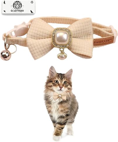 Cute Bowtie Cat Collar with Bell Breakaway, Jewelry Pendant for Girl Cats, Adjustable 8-13 Inch for Kitten (Pink) in Saudi Arabia