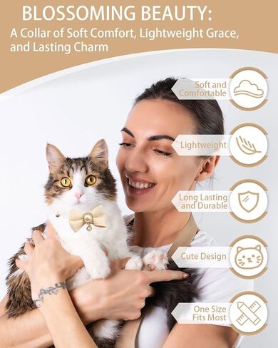 Cute Bowtie Cat Collar with Bell Breakaway, Jewelry Pendant for Girl Cats, Adjustable 8-13 Inch for Kitten (Pink) in Saudi Arabia