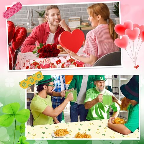 Oudain 3 Pcs St Patrick's Day Tablecloth Plastic 54 X108 Inch Disposable Clover Table Cover Easter Egg Table Cloth Waterproof Tablecloth for Dinner Kitchen Party Decor(Cute Style) in Saudi Arabia
