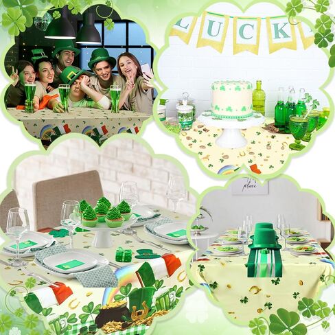 Oudain 3 Pcs St Patrick's Day Tablecloth Plastic 54 X108 Inch Disposable Clover Table Cover Easter Egg Table Cloth Waterproof Tablecloth for Dinner Kitchen Party Decor(Cute Style) in Saudi Arabia