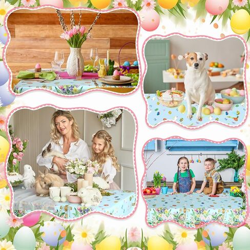 Oudain 3 Pcs St Patrick's Day Tablecloth Plastic 54 X108 Inch Disposable Clover Table Cover Easter Egg Table Cloth Waterproof Tablecloth for Dinner Kitchen Party Decor(Cute Style) in Saudi Arabia