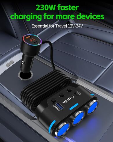 محول ولاعة سجائر YANTU QC3.0&PD 40 وات، موزع ولاعة سجائر 3 مقابس 140 وات مع مخرج USB 12 فولت، محول شاحن سيارة مع شاحن مزدوج/مزدوج/USB C متعدد المنافذ/منفذ توصيل لأجهزة السيارة in Kuwait