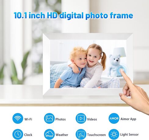 WiFi Digital Picture Frame, 10.1 Inch Digital Photo Frame with1280x800 IPS LCD Touch Screen, 32GB Storage, Auto-Rotate Photo Frame Share Your Photos and Videos via AiMOR App, Black in Saudi Arabia