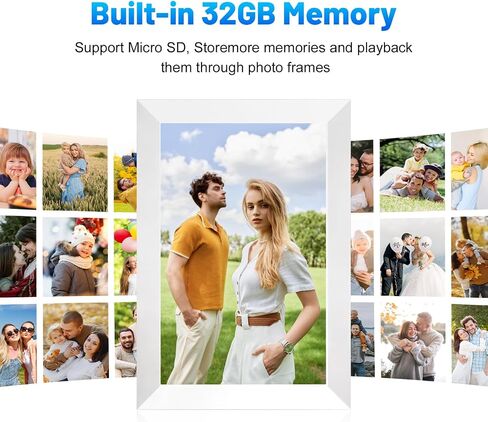 WiFi Digital Picture Frame, 10.1 Inch Digital Photo Frame with1280x800 IPS LCD Touch Screen, 32GB Storage, Auto-Rotate Photo Frame Share Your Photos and Videos via AiMOR App, Black in Saudi Arabia
